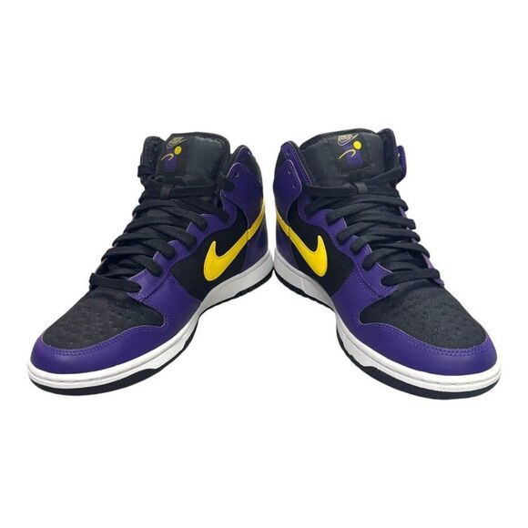 Nike Dunk High Premium EMB Lakers Court Purple DH0642-001 Lebron AD 9.5 - Picture 6 of 13